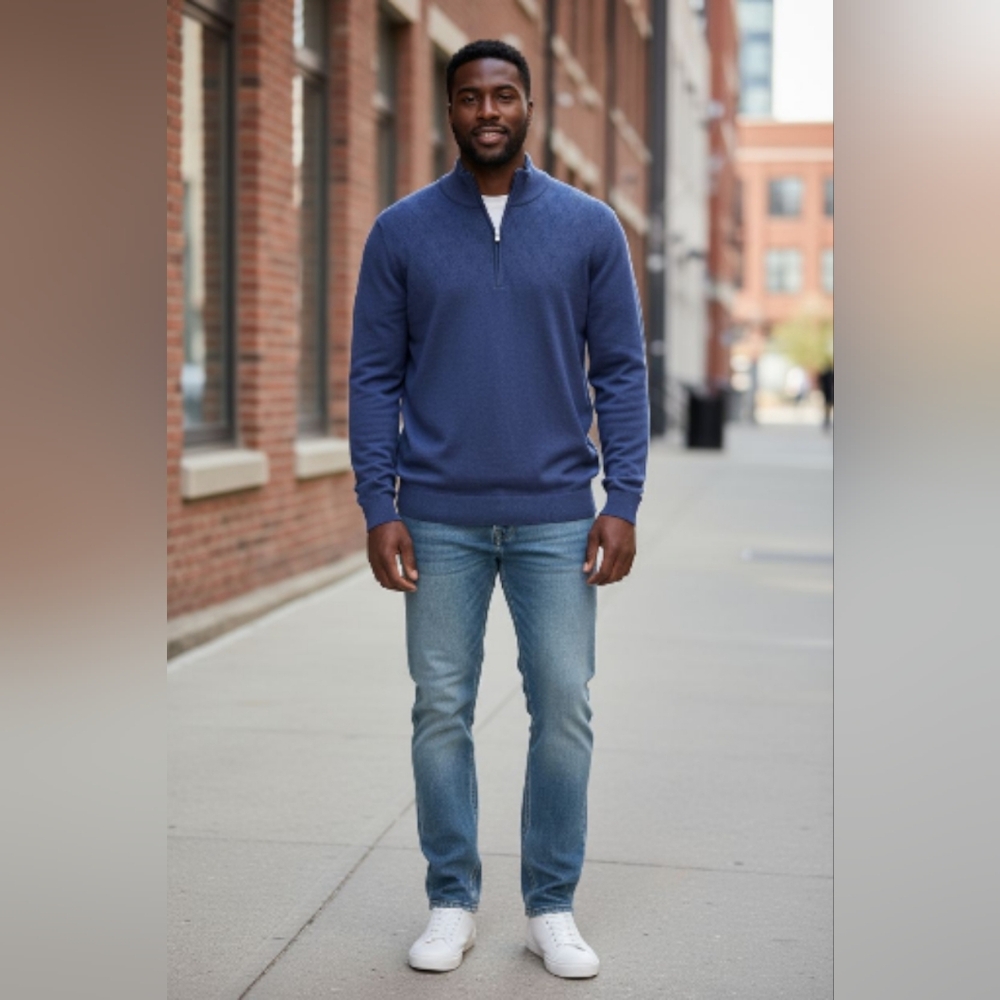 NWT Joseph Abboud Knit Quarter Zip Heritage Pull Over Size XL